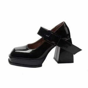 90s Chunky Platform Heels - Y2K Coquette Aesthetic Footwear