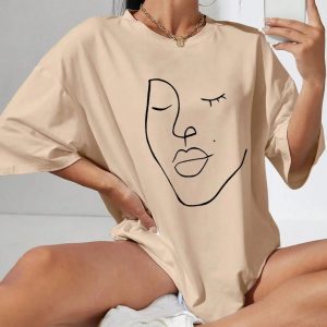 Abstract Woman Face Tee - Y2K Aesthetic Clothing for Unique Styles