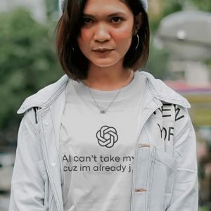 AI Can't Take My Job Tee - Y2K Aesthetic Graphic Shirt for Trendy Styles