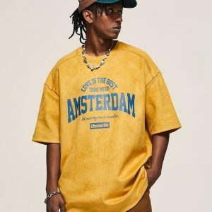 Amsterdam Suede Tee: Y2K Aesthetic Clothing for Trendy Outfits