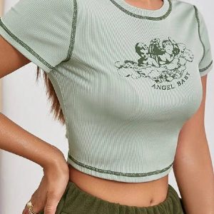 Angel Baby Tee: Y2K Aesthetic Top for Coquette and Soft Girl Styles