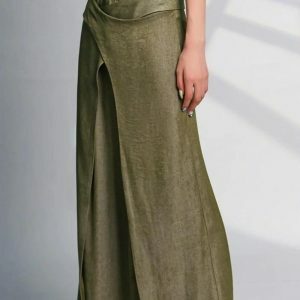 Asymmetrical Wide Leg Pants - Y2K Aesthetic & Coquette Style Fashion