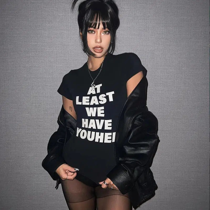 At Least We Have Youhee Tee - Y2K Aesthetic Coquette Graphic Top