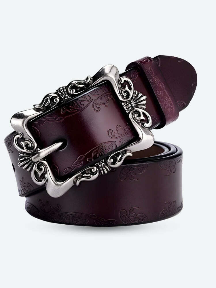 Baroque Faux Leather Belt: Elevate Your Y2K & Coquette Aesthetic Style