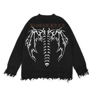 Bat Wings Cozy Knit: Y2K Aesthetic Top for Unique Fashion Styles