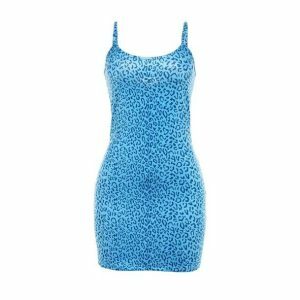 Blue Leopard Dress - Y2K Aesthetic Clothing for Trendy Outfits