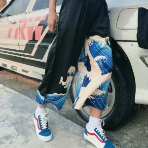 Blue Waves Y2K Aesthetic Pants - Trendy Coquette Style for Unique Looks