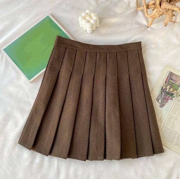 Brown College Skirt - Y2K Coquette Aesthetic Clothing for Trendy Outfits