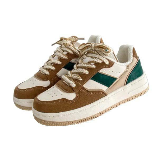 Brown Platform Sneakers - Y2K Aesthetic Shoes for Coquette Style