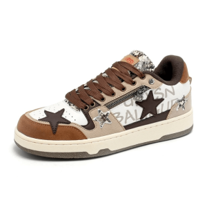 Brown Star Aesthetic Sneakers - Y2K Coquette Style Footwear