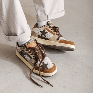 Brown Star Aesthetic Sneakers - Y2K Coquette Style Footwear