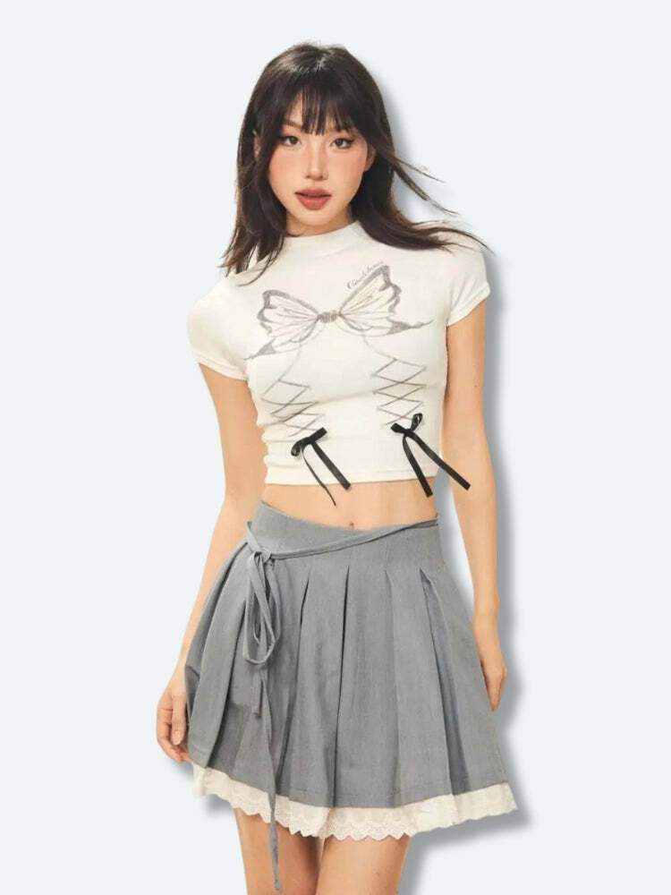 Butterfly Crop Top - Y2K Aesthetic Clothing for Trendy Outfits