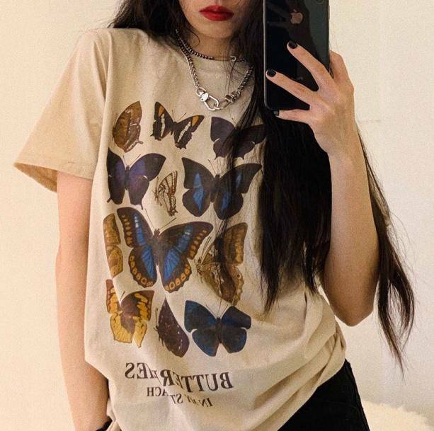 Butterfly Grunge T-Shirt - Y2K Aesthetic Clothing for Unique Styles