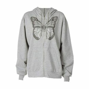 Butterfly Hoodie: Y2K Aesthetic Clothing for Trendy Coquette Styles