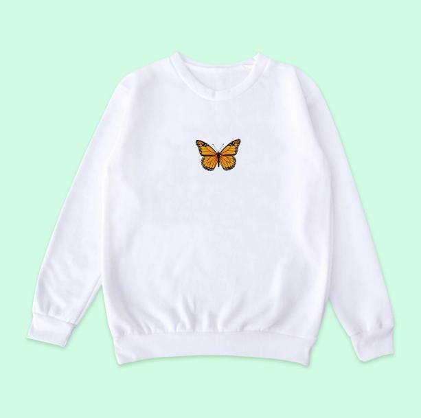 Butterfly White Sweatshirt - Y2K Aesthetic Coquette Style Apparel