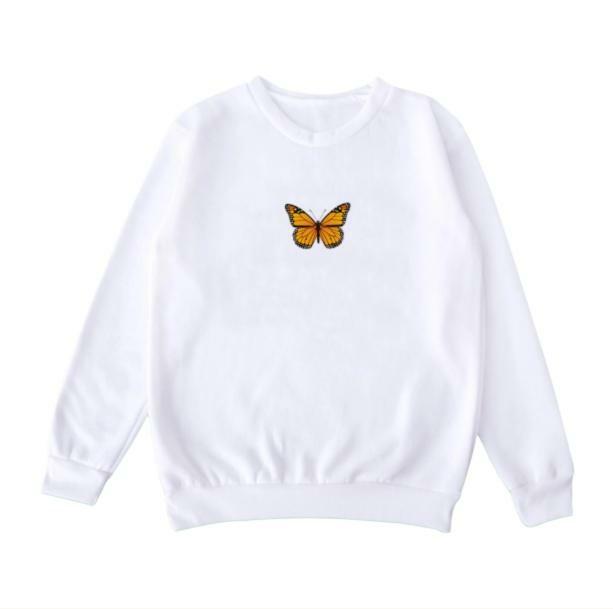 Butterfly White Sweatshirt - Y2K Aesthetic Coquette Style Apparel