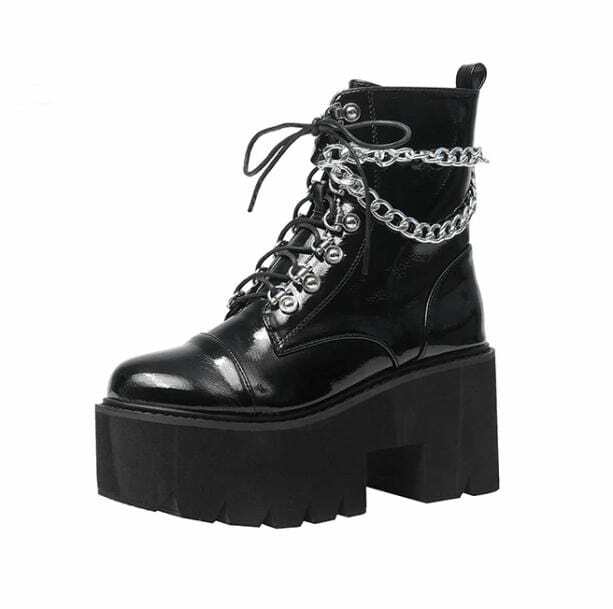 Chunky Chain Boots for Y2K Aesthetic & Coquette Style Outfits