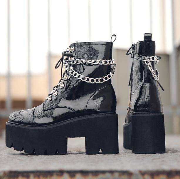 Chunky Chain Boots for Y2K Aesthetic & Coquette Style Outfits