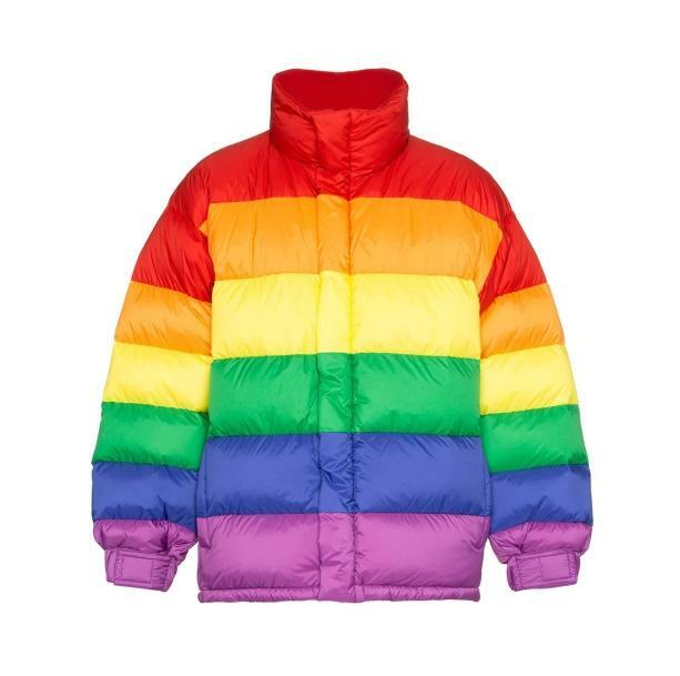 Colorful Y2K Aesthetic Puffy Rainbow Jacket for Trendy Outfits