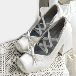 Coquette Bow Lace-Up High Heels | Y2K Aesthetic Footwear for Trendy Looks