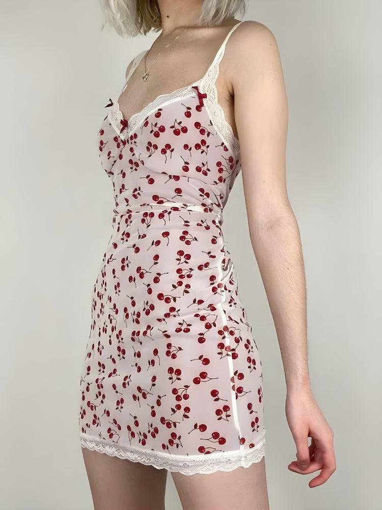 Coquette Cherry Mini Dress - Y2K Aesthetic Outfit for Trendy Styles