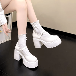 Coquette Chunky High Heels: Y2K Aesthetic Footwear for Trendy Outfits