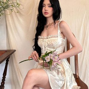 Coquette Floral Satin Mini Dress - Y2K Aesthetic Outfit for Trendy Styles