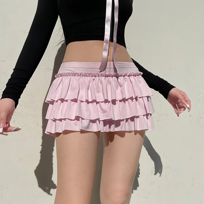 Coquette Layered Bow Mini Skort - Y2K Aesthetic Clothing for Trendy Styles