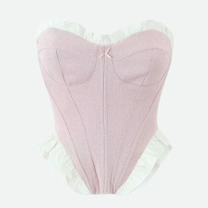 Coquette Pink Corset Top - Y2K Aesthetic Clothing for Trendy Outfits