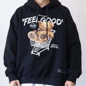 Coquette Teddy Bear Hoodie - Y2K Aesthetic Soft Girl Fashion