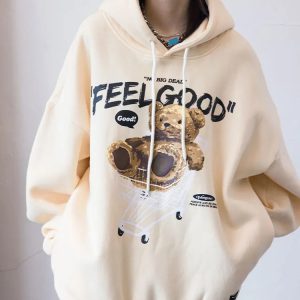 Coquette Teddy Bear Hoodie - Y2K Aesthetic Soft Girl Fashion