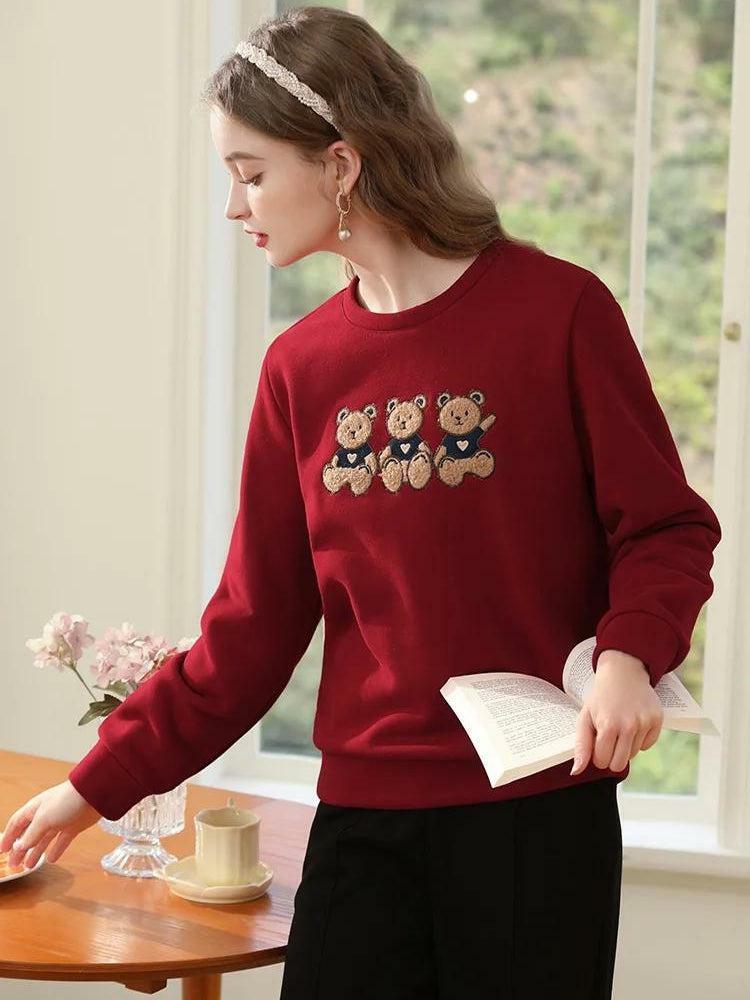 Coquette Y2K Aesthetic Teddy Bears Embroidered Sweatshirt