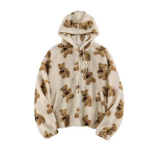 Cozy Teddy Bear Jacket - Y2K Aesthetic Outerwear for Trendy Styles