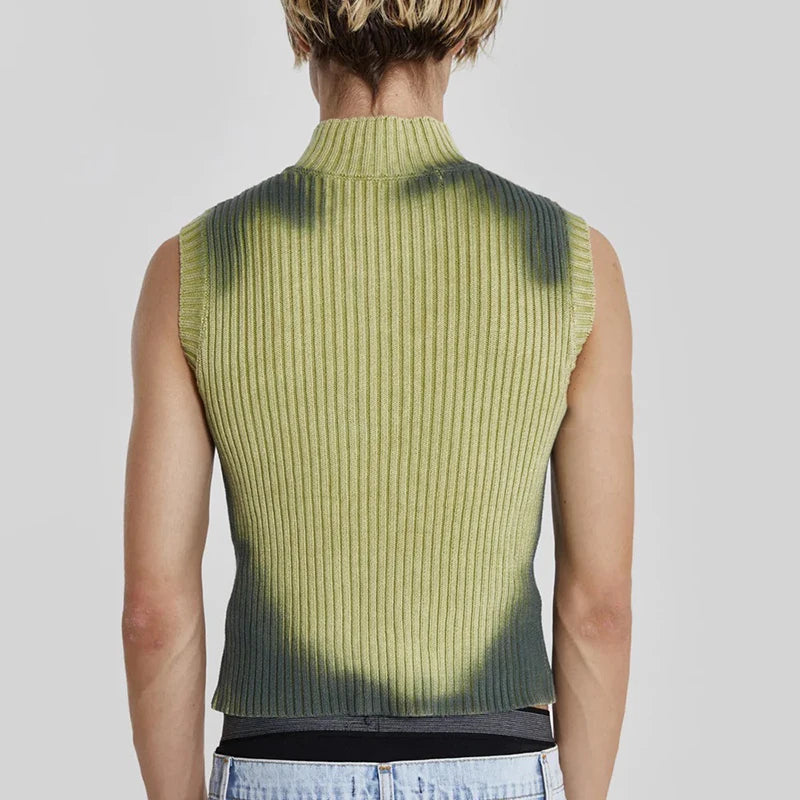 Cyberpunk Zip-Up Cardigan Vest - Y2K Aesthetic Clothing for Unique Styles