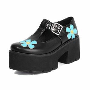 Daisy Chunky Heel Shoes - Y2K Coquette Aesthetic Footwear for Trendy Looks