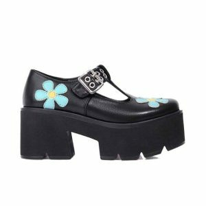 Daisy Chunky Heel Shoes - Y2K Coquette Aesthetic Footwear for Trendy Looks