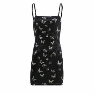 Dark Butterfly Dress: Y2K Aesthetic with Coquette Style Elements