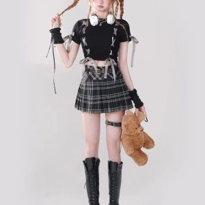 Dark Coquette Crop Top - Y2K Aesthetic Clothing for Unique Styles