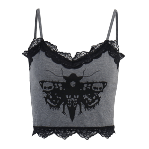 Death Moth Crop Top - Y2K Aesthetic Clothing for Unique Styles