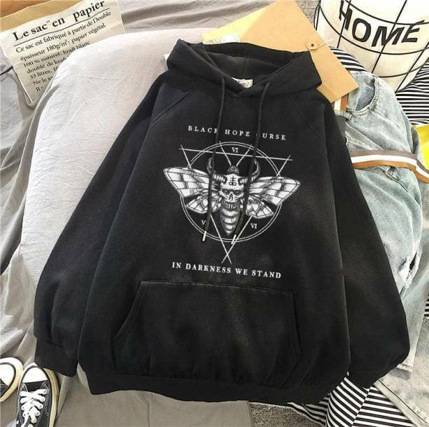 Death Moth Hoodie - Y2K Aesthetic Clothing for Unique Style Lovers