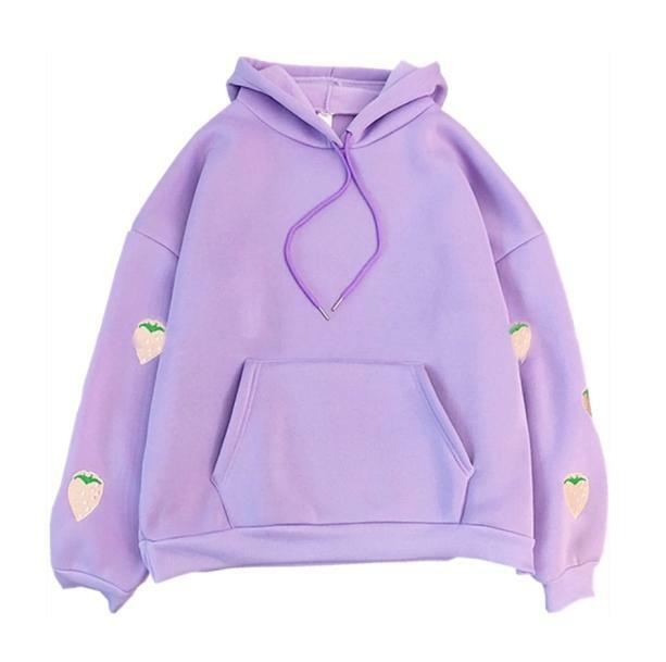 Deep Pocket Strawberry Hoodie - Y2K Aesthetic Coquette Style