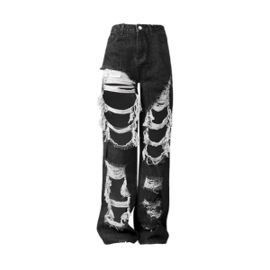 Distressed Black Jeans: Y2K Aesthetic & Coquette Style Essential