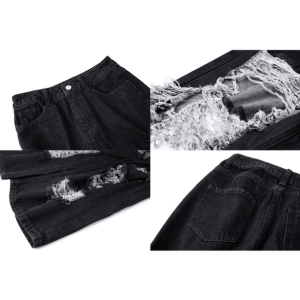 Distressed Black Jeans: Y2K Aesthetic & Coquette Style Essential