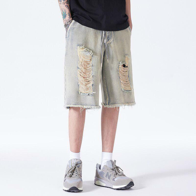 Distressed Light Wash Denim Shorts - Y2K Aesthetic Clothing Essential