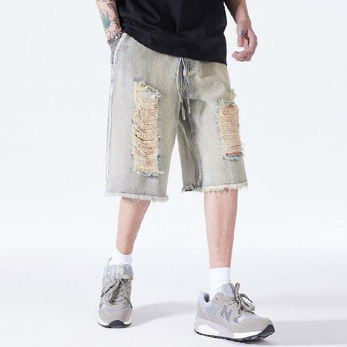 Distressed Light Wash Denim Shorts - Y2K Aesthetic Clothing Essential