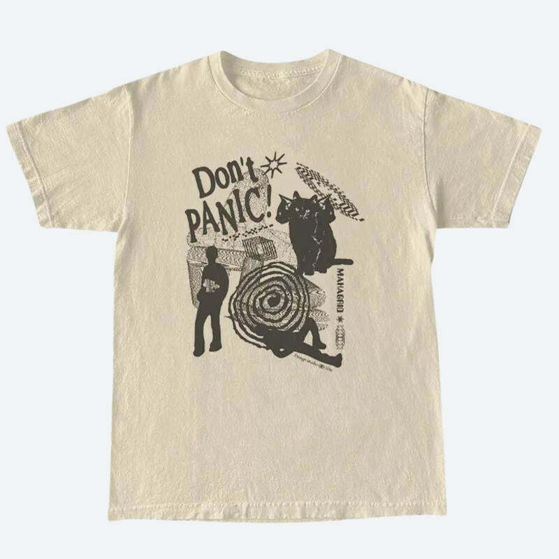 Don't Panic Tee: Y2K Aesthetic Graphic Top for Trendy Outfits