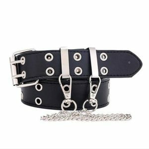 Edgy Double Hole Chain Belt for Y2K and Coquette Aesthetic Outfits