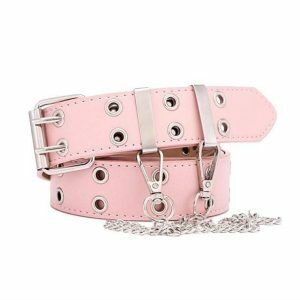 Edgy Double Hole Chain Belt for Y2K and Coquette Aesthetic Outfits