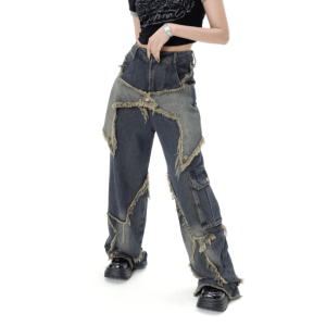 Enchanted Pentagram Jeans: Y2K Aesthetic Coquette Style for Unique Looks