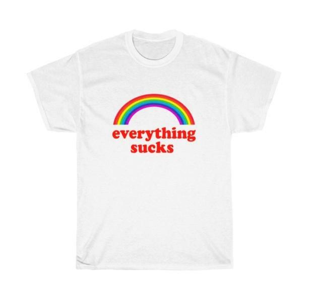 Everything Sucks Rainbow T-Shirt - Y2K Aesthetic & Coquette Style